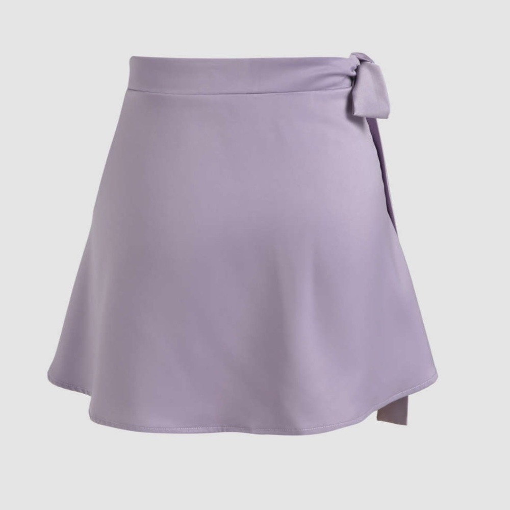 Tie Wrap Silk Skirt Lavender Purple